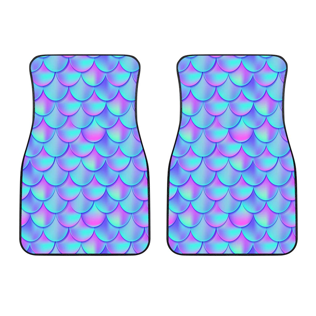 Teal Purple Mermaid Scales Pattern Print Front Car Floor Mats
