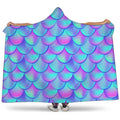 Teal Purple Mermaid Scales Pattern Print Hooded Blanket