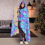 Teal Purple Mermaid Scales Pattern Print Hooded Blanket