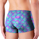 Teal Purple Mermaid Scales Pattern Print Men's Boxer Briefs