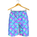 Teal Purple Mermaid Scales Pattern Print Men's Shorts