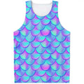 Teal Purple Mermaid Scales Pattern Print Men's Tank Top
