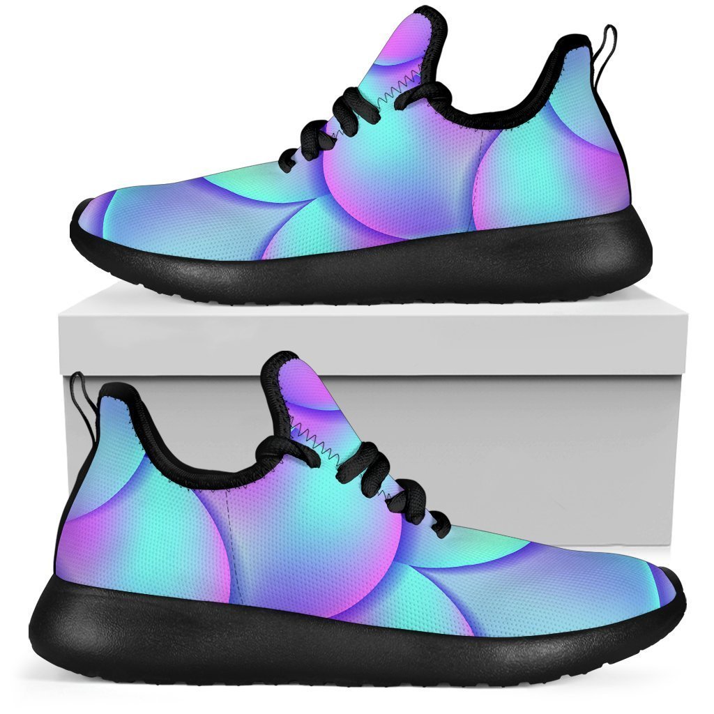 Teal Purple Mermaid Scales Pattern Print Mesh Knit Shoes GearFrost