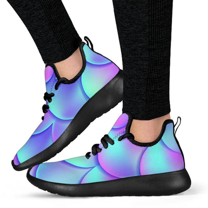 Teal Purple Mermaid Scales Pattern Print Mesh Knit Shoes GearFrost