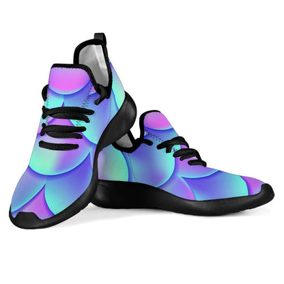 Teal Purple Mermaid Scales Pattern Print Mesh Knit Shoes GearFrost