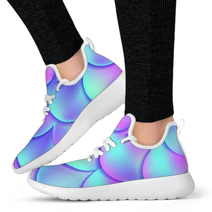 Teal Purple Mermaid Scales Pattern Print Mesh Knit Shoes GearFrost