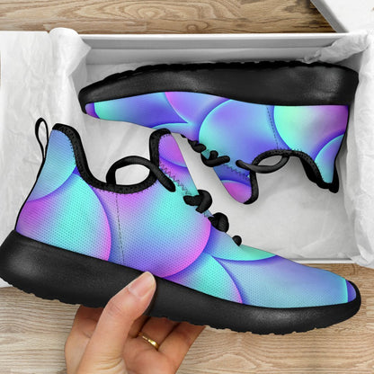 Teal Purple Mermaid Scales Pattern Print Mesh Knit Shoes GearFrost