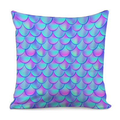 Teal Purple Mermaid Scales Pattern Print Pillow Cover