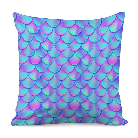 Teal Purple Mermaid Scales Pattern Print Pillow Cover