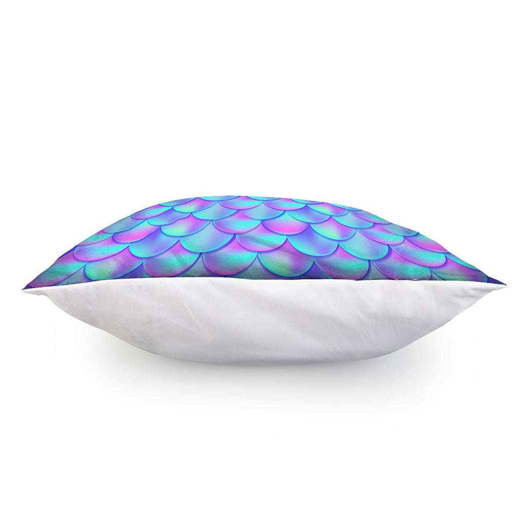 Teal Purple Mermaid Scales Pattern Print Pillow Cover
