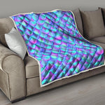 Teal Purple Mermaid Scales Pattern Print Quilt