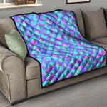 Teal Purple Mermaid Scales Pattern Print Quilt