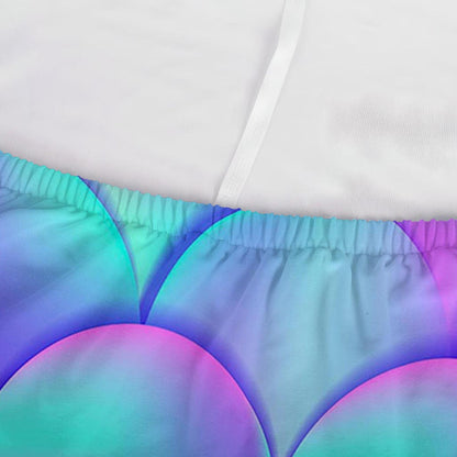 Teal Purple Mermaid Scales Pattern Print Sofa Cover