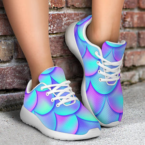 Teal Purple Mermaid Scales Pattern Print Sport Shoes GearFrost