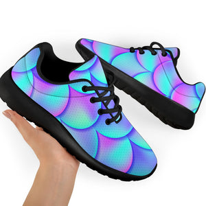 Teal Purple Mermaid Scales Pattern Print Sport Shoes GearFrost