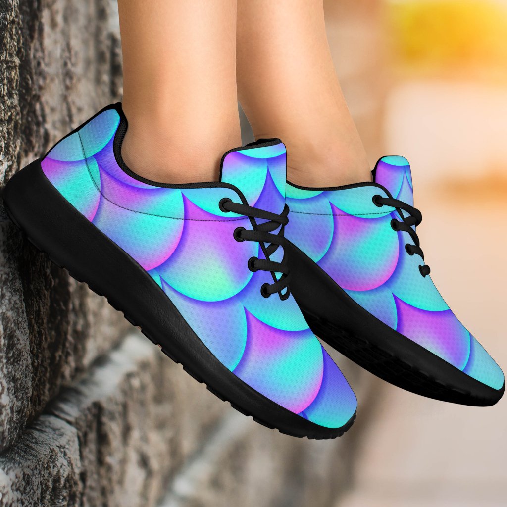 Teal Purple Mermaid Scales Pattern Print Sport Shoes GearFrost