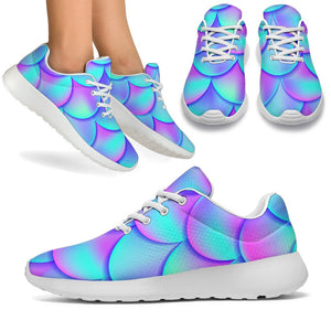 Teal Purple Mermaid Scales Pattern Print Sport Shoes GearFrost