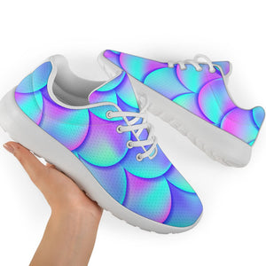 Teal Purple Mermaid Scales Pattern Print Sport Shoes GearFrost