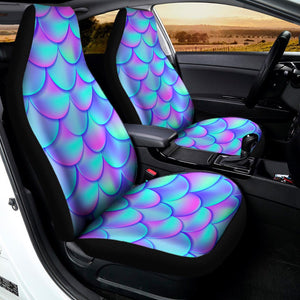 Teal Purple Mermaid Scales Pattern Print Universal Fit Car Seat Covers