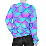 Teal Purple Mermaid Scales Pattern Print Women's Crewneck Sweatshirt GearFrost