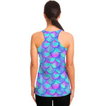 Teal Purple Mermaid Scales Pattern Print Women's Racerback Tank Top