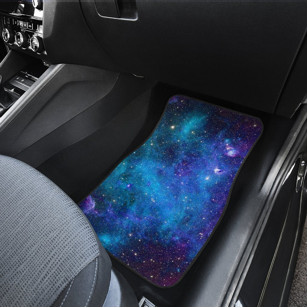 Teal Purple Stardust Galaxy Space Print Front and Back Car Floor Mats GearFrost