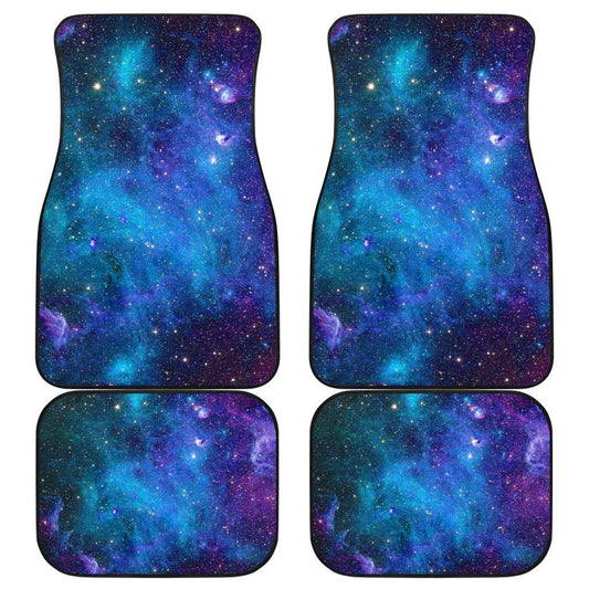Teal Purple Stardust Galaxy Space Print Front and Back Car Floor Mats GearFrost
