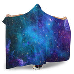 Teal Purple Stardust Galaxy Space Print Hooded Blanket GearFrost