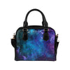 Teal Purple Stardust Galaxy Space Print Leather Shoulder Handbag GearFrost