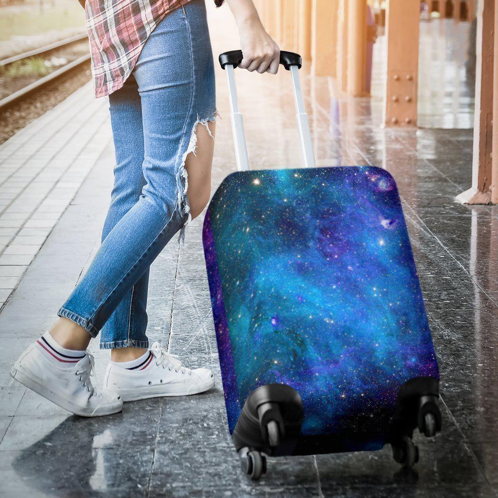 Teal Purple Stardust Galaxy Space Print Luggage Cover GearFrost