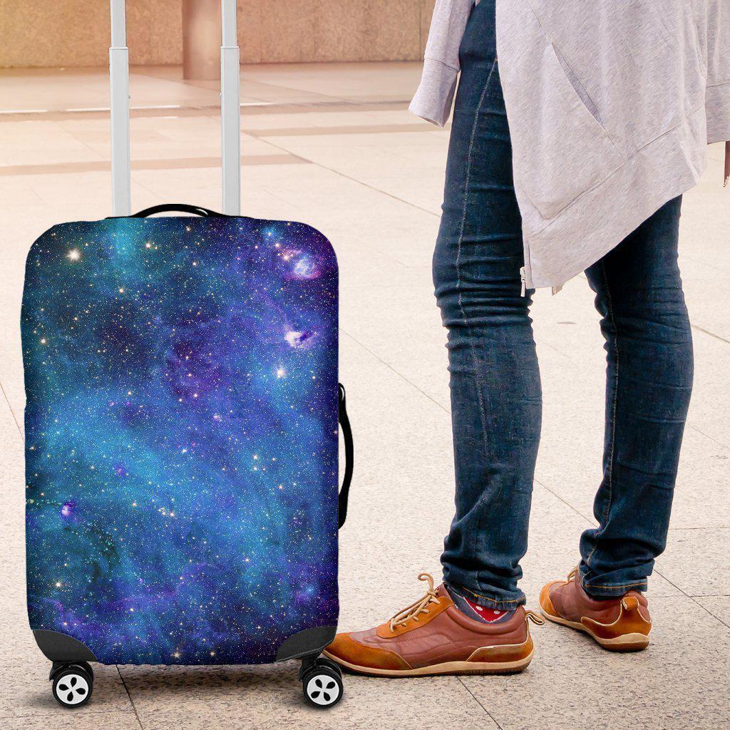 Teal Purple Stardust Galaxy Space Print Luggage Cover GearFrost