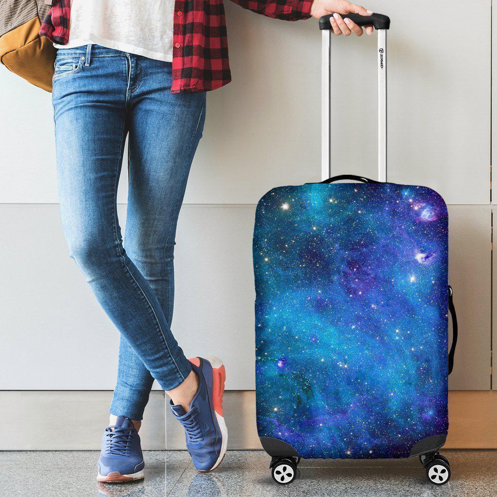 Teal Purple Stardust Galaxy Space Print Luggage Cover GearFrost