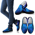 Teal Purple Stardust Galaxy Space Print Black Slip On Sneakers