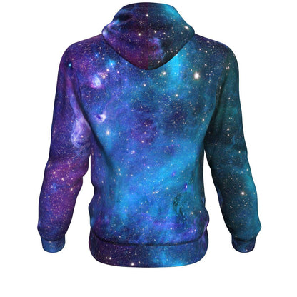 Teal Purple Stardust Galaxy Space Print Unisex Pullover Hoodie GearFrost
