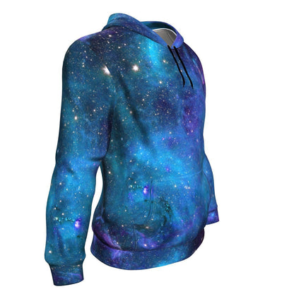 Teal Purple Stardust Galaxy Space Print Unisex Pullover Hoodie GearFrost