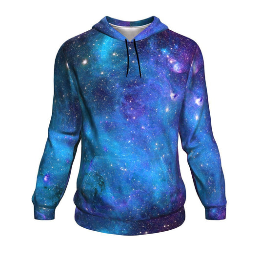 Teal Purple Stardust Galaxy Space Print Unisex Pullover Hoodie GearFrost