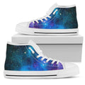Teal Purple Stardust Galaxy Space Print White High Top Sneakers