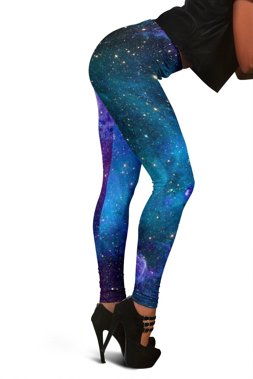 Teal Purple Stardust Galaxy Space Print Women's Leggings GearFrost