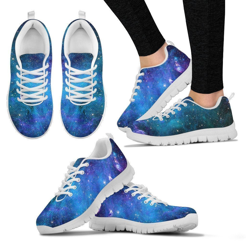 Teal Purple Stardust Galaxy Space Print Women's Sneakers GearFrost