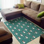 Teal Snowman Pattern Print Area Rug