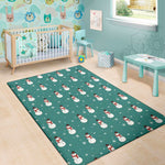 Teal Snowman Pattern Print Area Rug