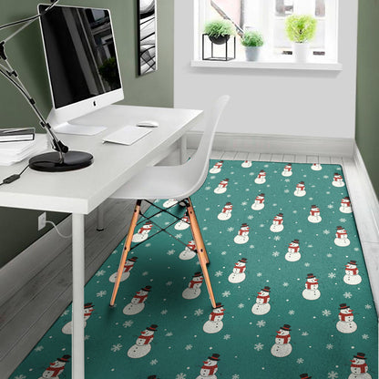 Teal Snowman Pattern Print Area Rug