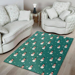 Teal Snowman Pattern Print Area Rug