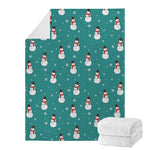 Teal Snowman Pattern Print Blanket