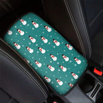 Teal Snowman Pattern Print Car Center Console Cover
