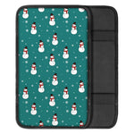 Teal Snowman Pattern Print Car Center Console Cover