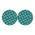 Teal Snowman Pattern Print Car Coasters