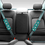Teal Snowman Pattern Print Car Seat Belt Covers