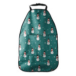 Teal Snowman Pattern Print Car Seat Organizers