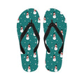 Teal Snowman Pattern Print Flip Flops
